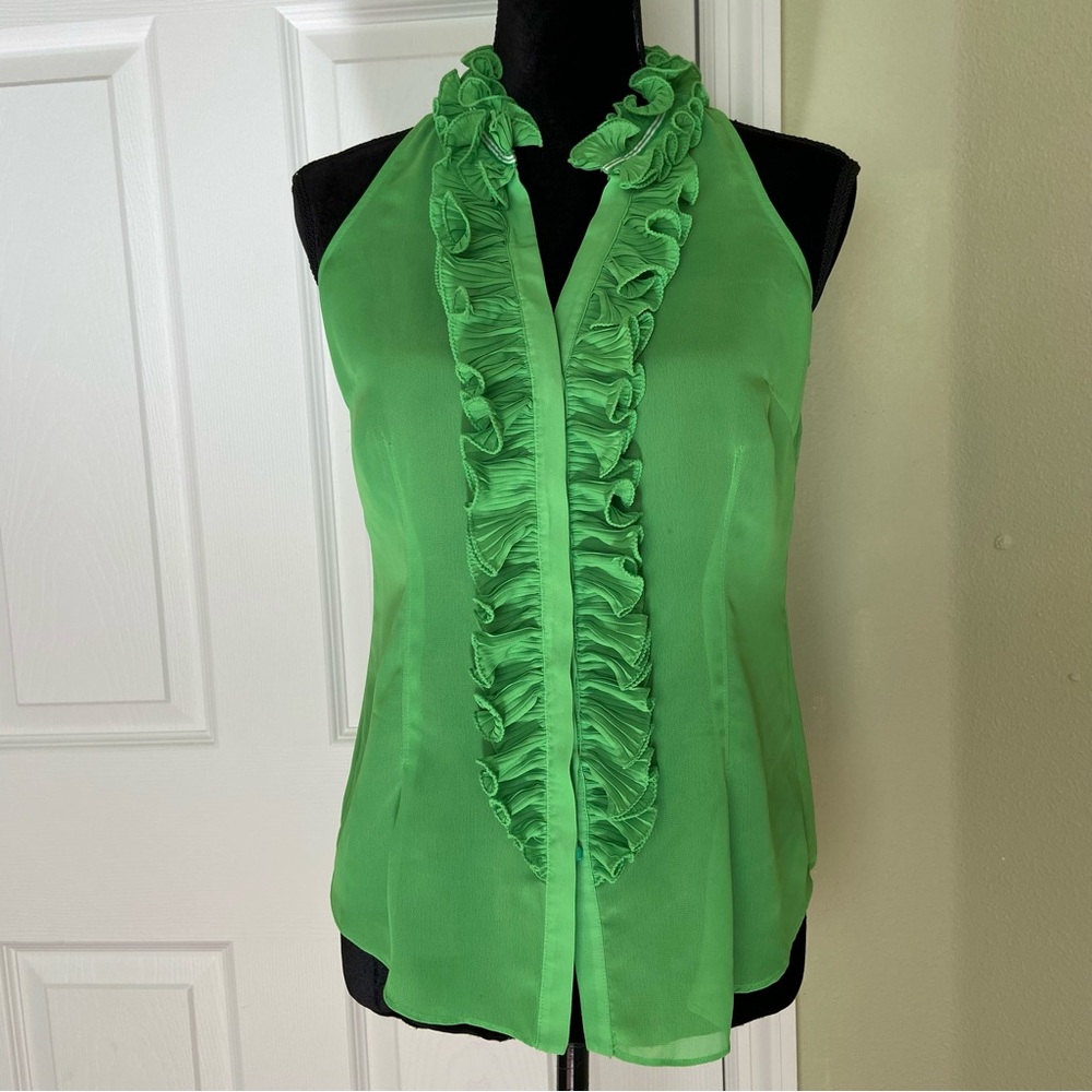 Lilly Pulitzer Green Ruffled Halter Blouse